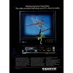 1985 Sanyo Super Beta VCR Video Cassette Recorder Vintage Print Ad Wall Art